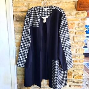 NWT Cato Open Front Houndstooth Black  & White Cardigan Womens Plus size 22/24